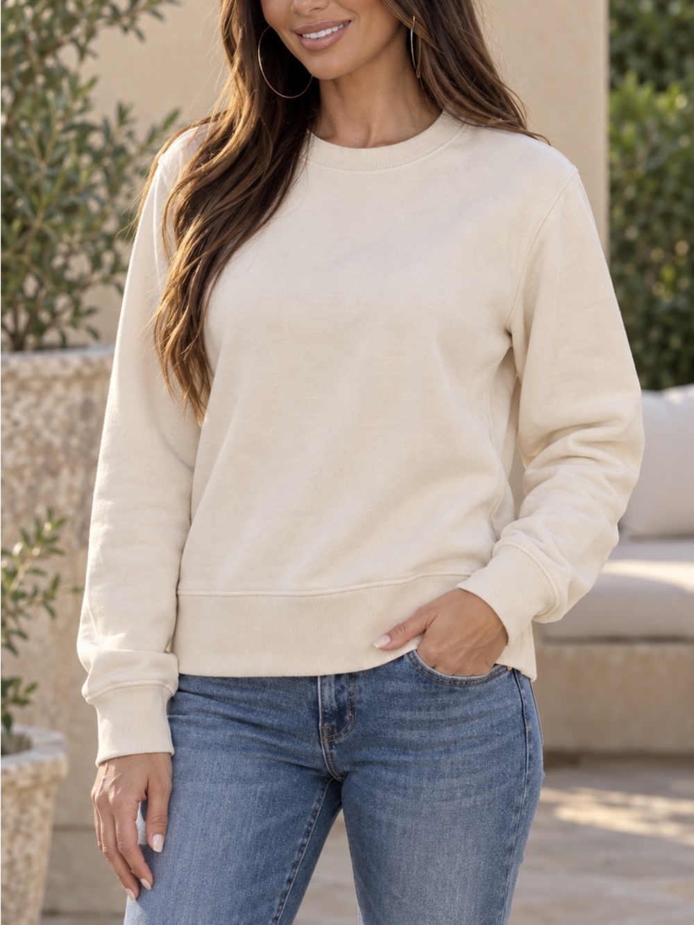 Express XS Crewneck Women's Sweater - Cream